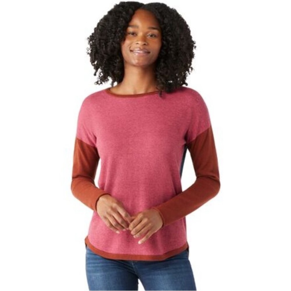 Smartwool Women's Shadow Pine Colorblock Crew Merino Wool Sweater Size Large